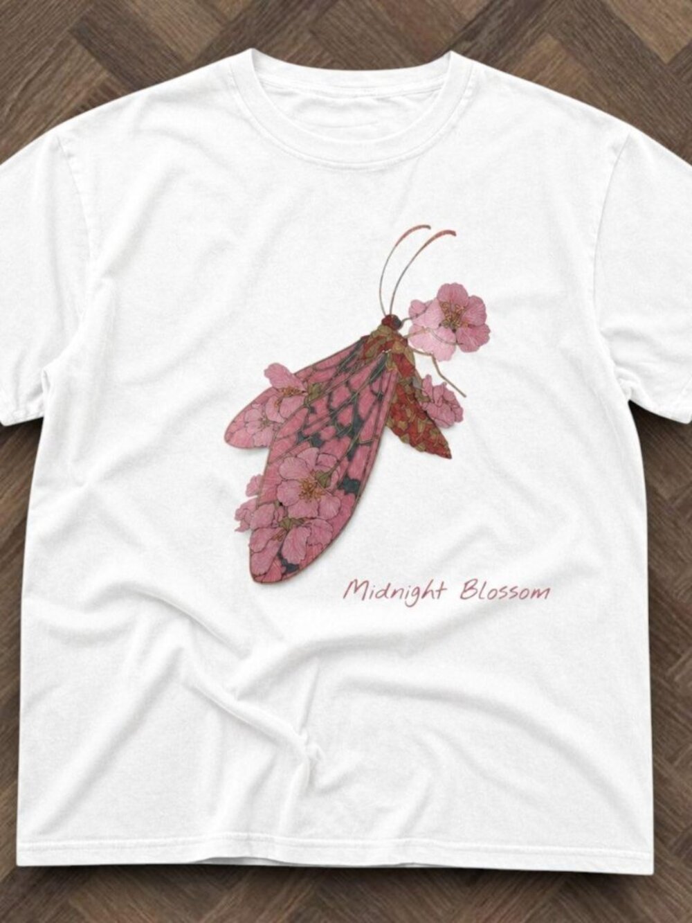 Midnight Blossom Moth Graphic Tee White